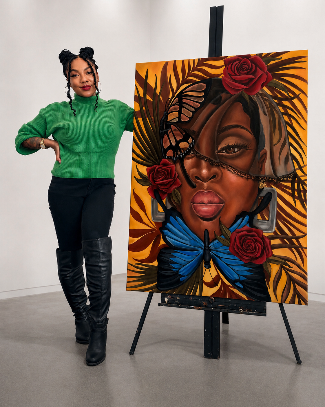 Artist with original painting